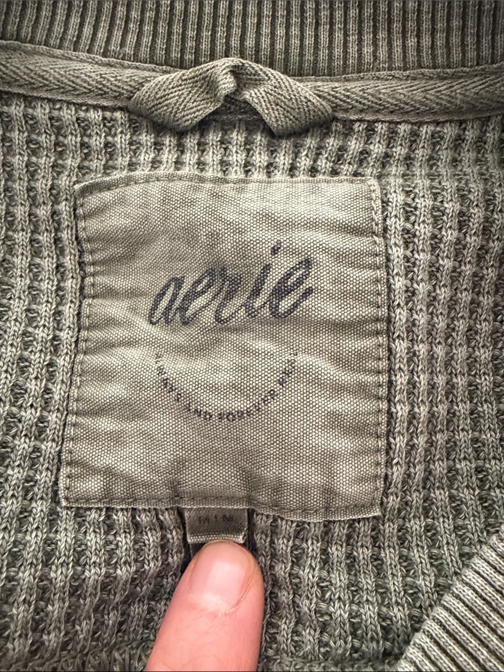 aerie Olive Crewneck Pullover Sweatshirt - Picture 2 of 3